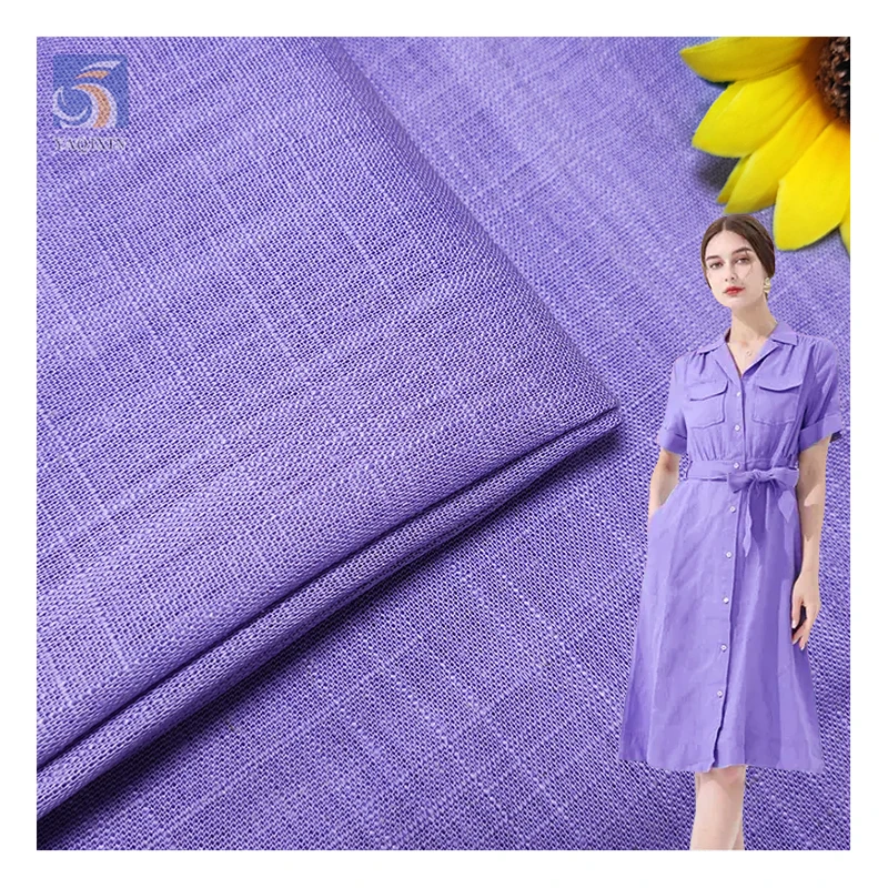YX2377 Guangzhou YaQiXin Factory 189gsm/120gsm Wholesale Solid 100% Pure Linen Fabric for Clothing