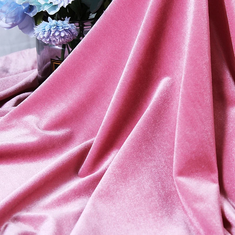 Wholesale 240gsm Soft Knitted Velvet Fabric KS Polyester Spandex Stretch Korean Velvet Dress Fabric for Clothing Garment - 图片 4