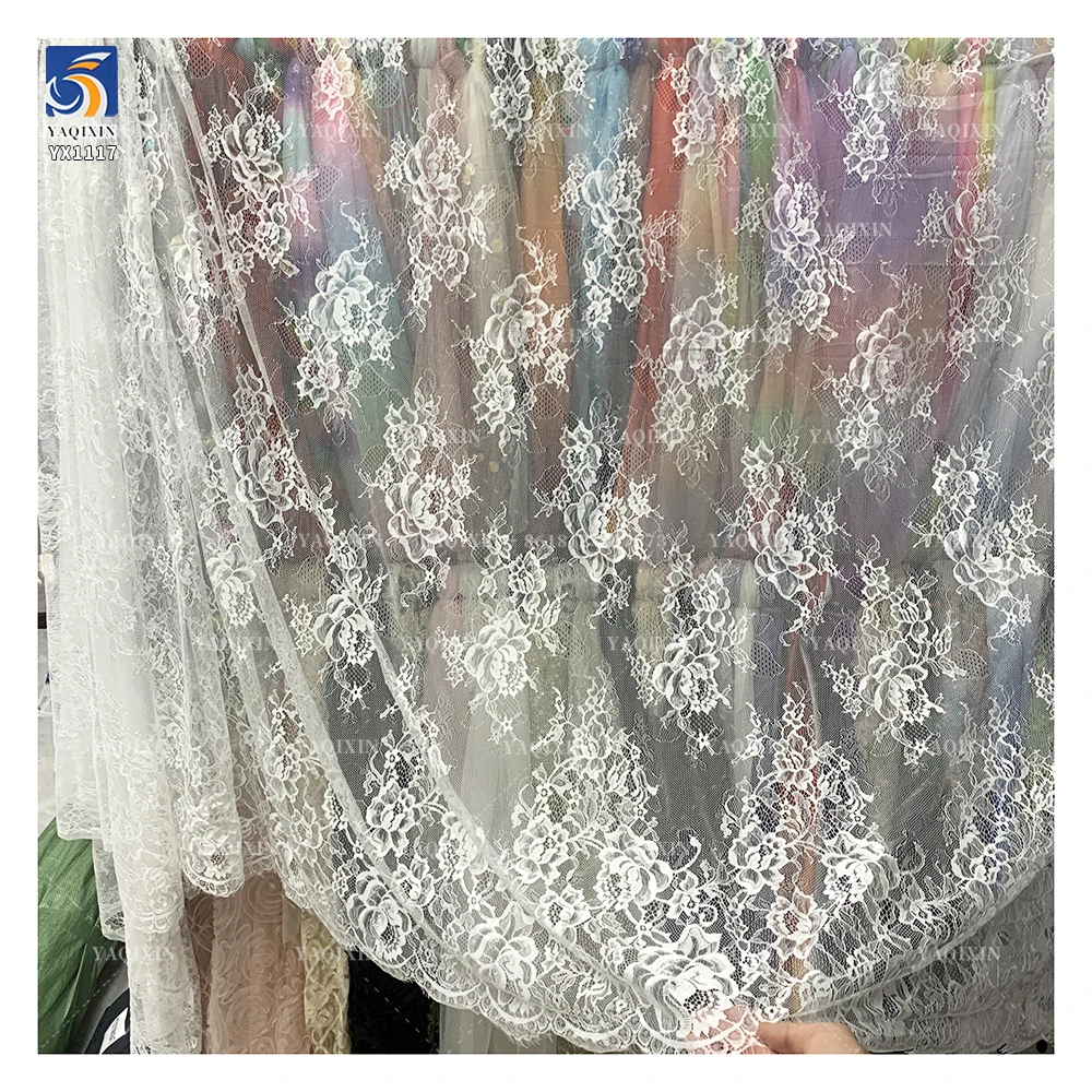 YX189 Gold Embroidery Tulle Beaded Lace With Sequins French Bridal Lace Fabric Beads Sequins Rose Gold Beaded Lace Fabric - 图片 6
