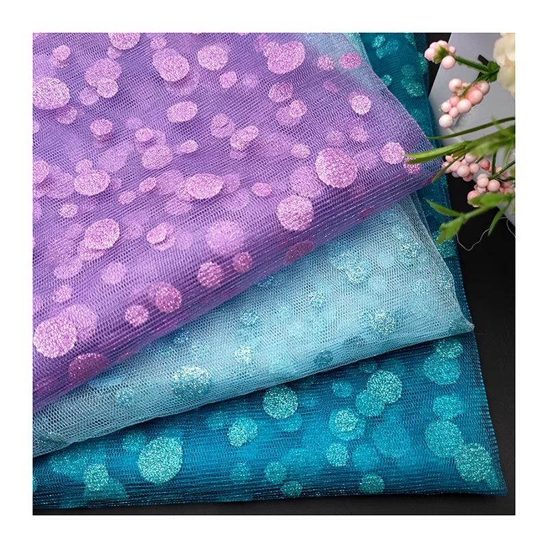 SG25 American Hot Selling Polka Dot Glitter Tulle Fabric Wedding Party Dress Sparkle Tulle - 图片 6
