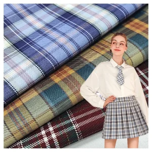 Hot 200-220gsm Japanese JK Check School Uniform Material Fabric Polyester Dress Shirting Fabric Woven Yarn Dyed Fabric