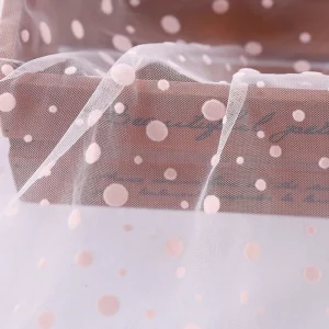 Brown Soft Swiss Dot Flocking Mesh Tulle Fabric Fashion Clothing Dress Fabric for Women