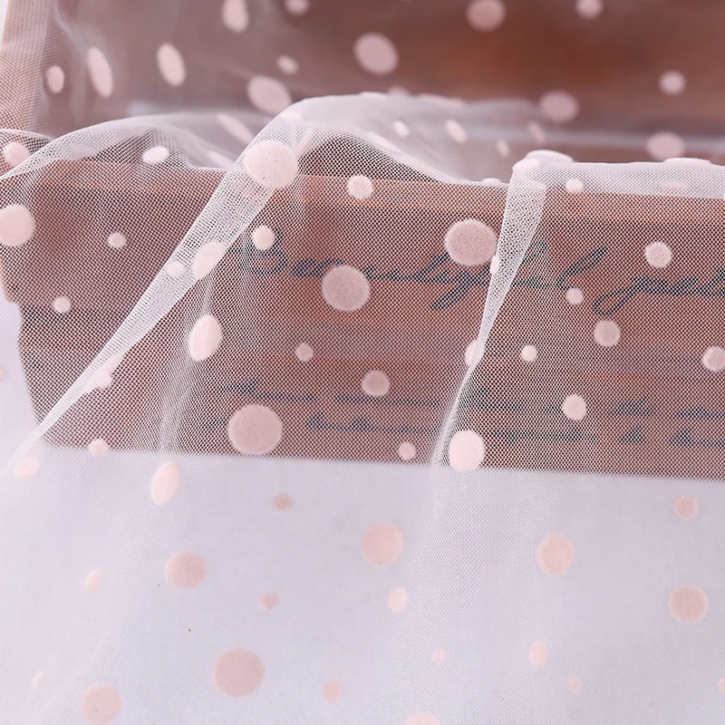 Brown Soft Swiss Dot Flocking Mesh Tulle Fabric Fashion Clothing Dress Fabric for Women
