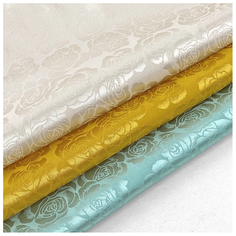 YX2275 Classic Rose Floral Jacquard Satin Fabric Chinese Traditional Hanfu Shirt Fabric - 图片 5