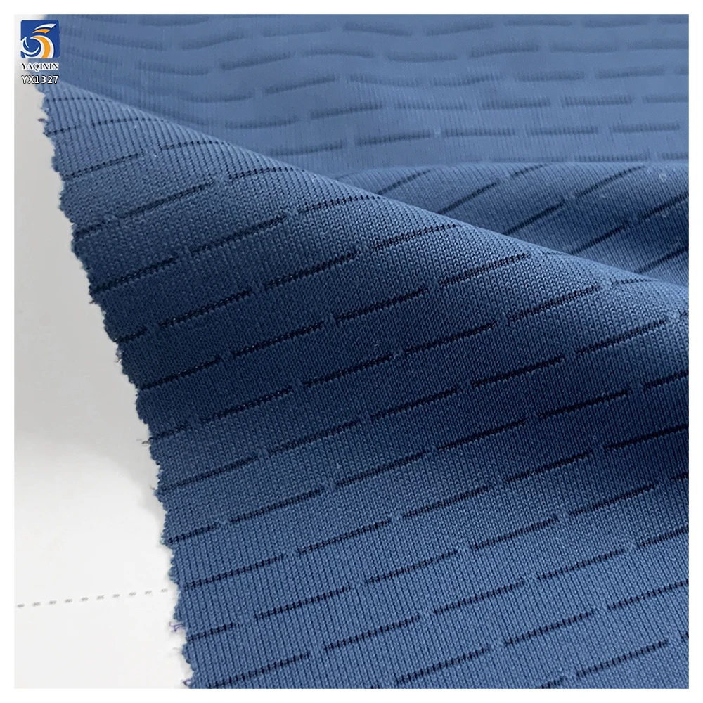 YX1327 China Wholesale Breathable and Sweat-Wicking T-Shirt Sports Fabric Nylon/Spandex Jacquard Striped Knitted Fabrics - 图片 5