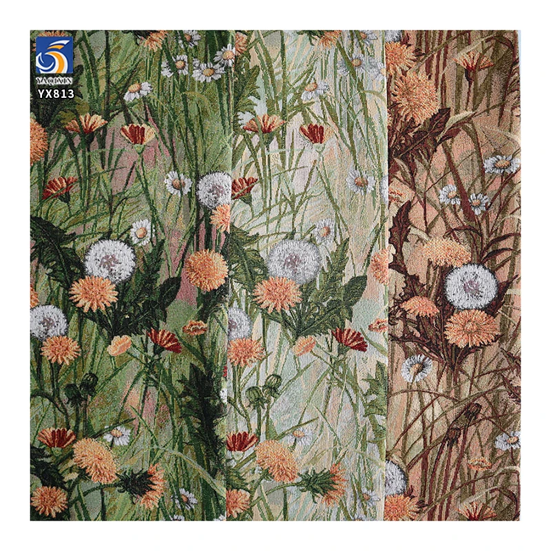 YX813 Custom Home Textiles Clothing Yarn Dyed Jacquard Fabric European Art Florals Colorful Yarn-Dyed Jacquard Fabric - 图片 4