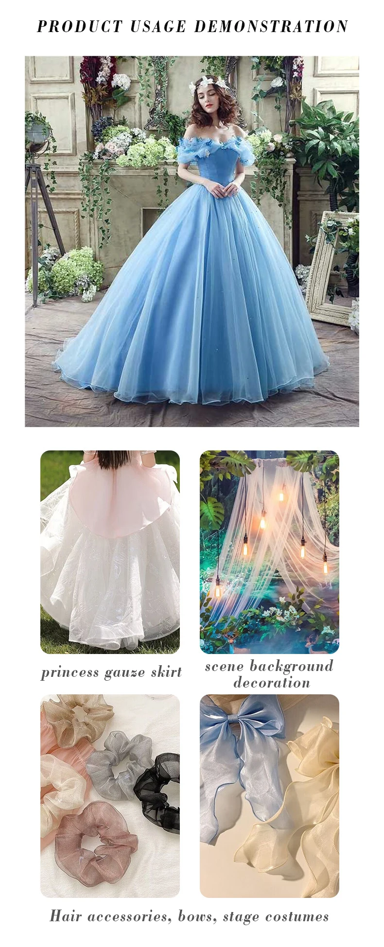 Wholesale Ready Available 100% Polyester Glossy Transparent Organza Fabric Dress Headdress Fabric No Minimum Order Quantity - 图片 6