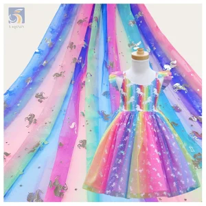 New Trends Twill 100% Polyester Digital Print Fabric Pegasus Star Pattern Design Colorful Garment Fabric