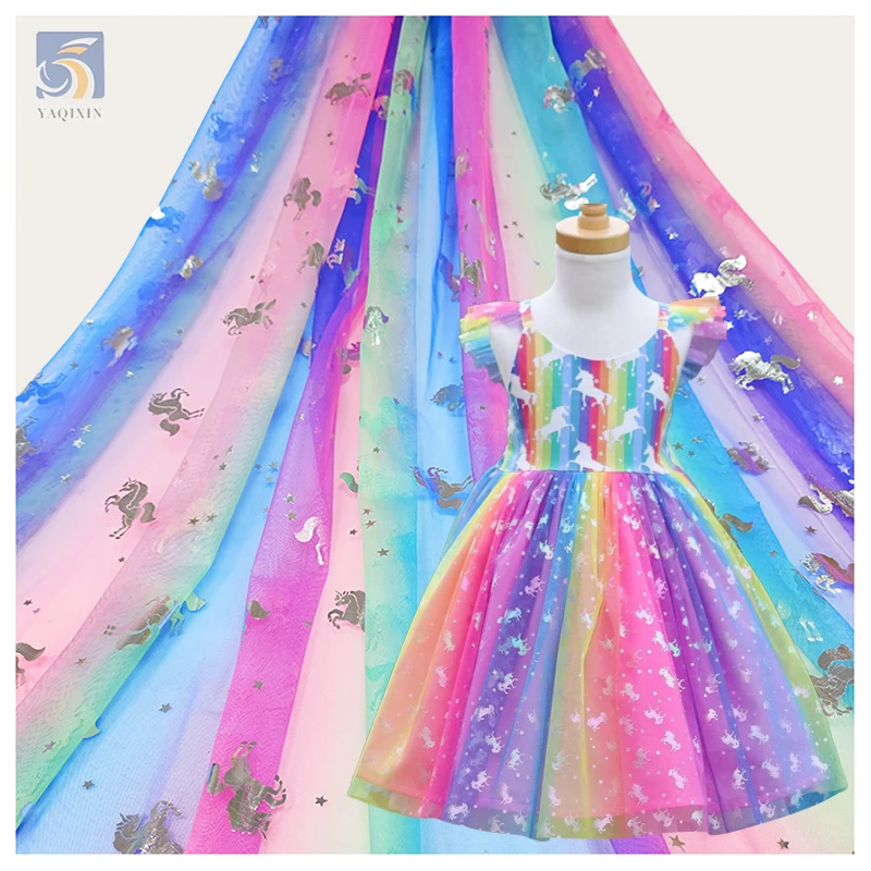 New Trends Twill 100% Polyester Digital Print Fabric Pegasus Star Pattern Design Colorful Garment Fabric