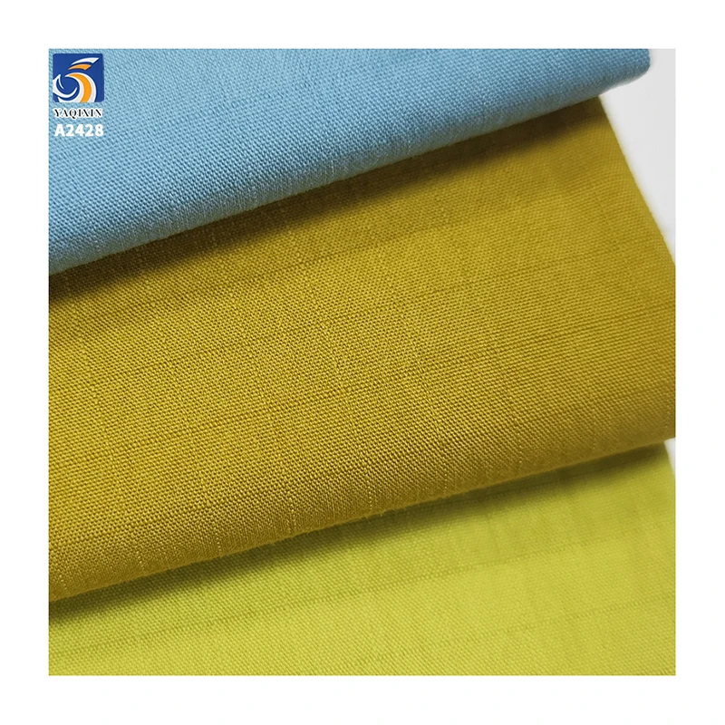 A2428 105g/m² 78% Cotton 22% Nylon Blended 0.5cm Single-Line Plaid Sand Washed Cotton Fabric Summer Shirt Dress Fabric - 图片 6