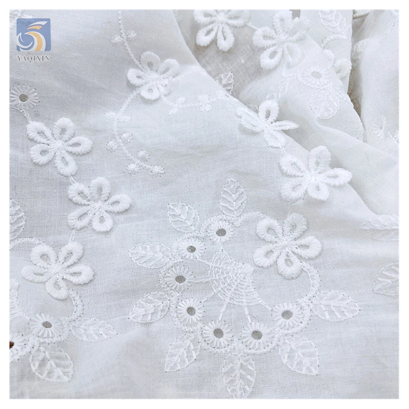 Factory Direct Sales Good Price Water Soluble Lace Fabric Cotton Voile Lace Fabric 3D Floral Embroidery Eyelet Lace Fabric - 图片 6