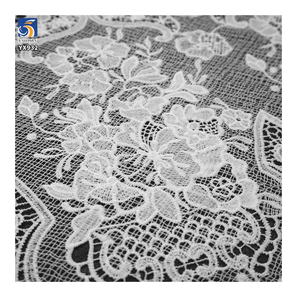 YX932 DIY Light Customization Pattern Water Soluble Lace Fabric Hollow Polyester Embroidery Milk Silk Lace Fabric - 图片 5