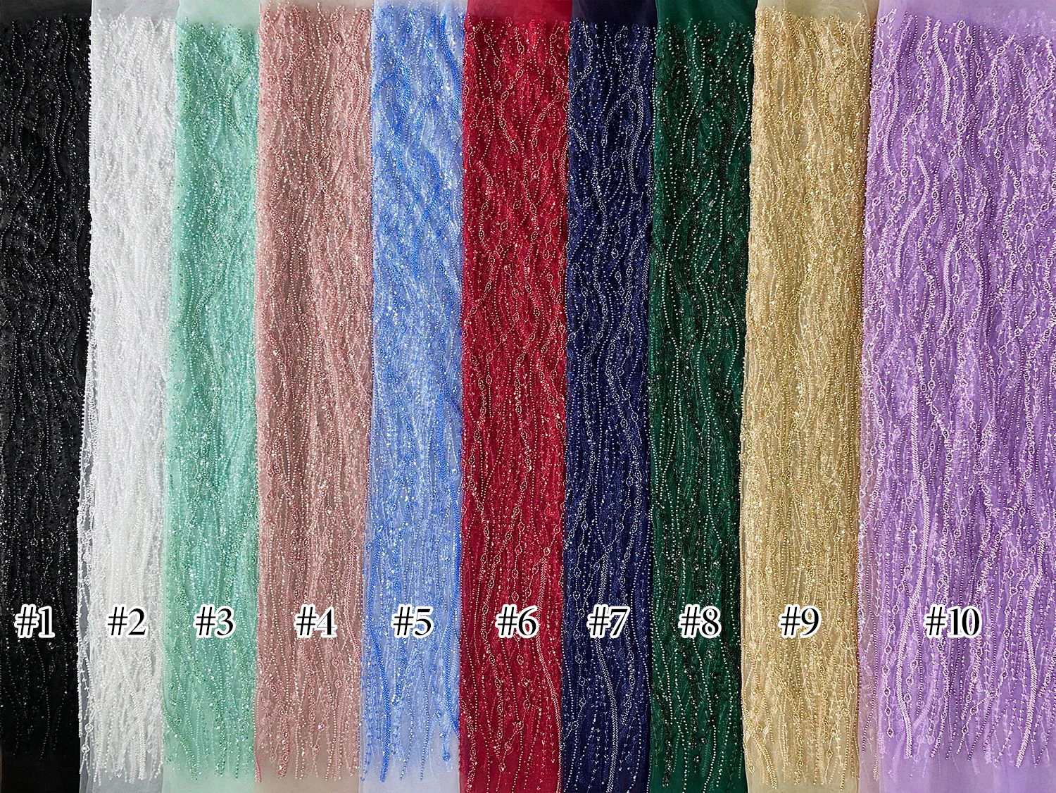 YX2576 Custom Reasonable Price Gold African Lace Crystal Fabric 2025 Golden Sparkly Sequin Beaded Glitter Lace Fabric - 图片 3