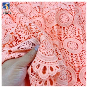 YX461 Solid Color Width 110cm 100 Polyester Lace Fabric Custom Water Soluble Lace Milk Silk Fabric - 100% Polyester, 230...