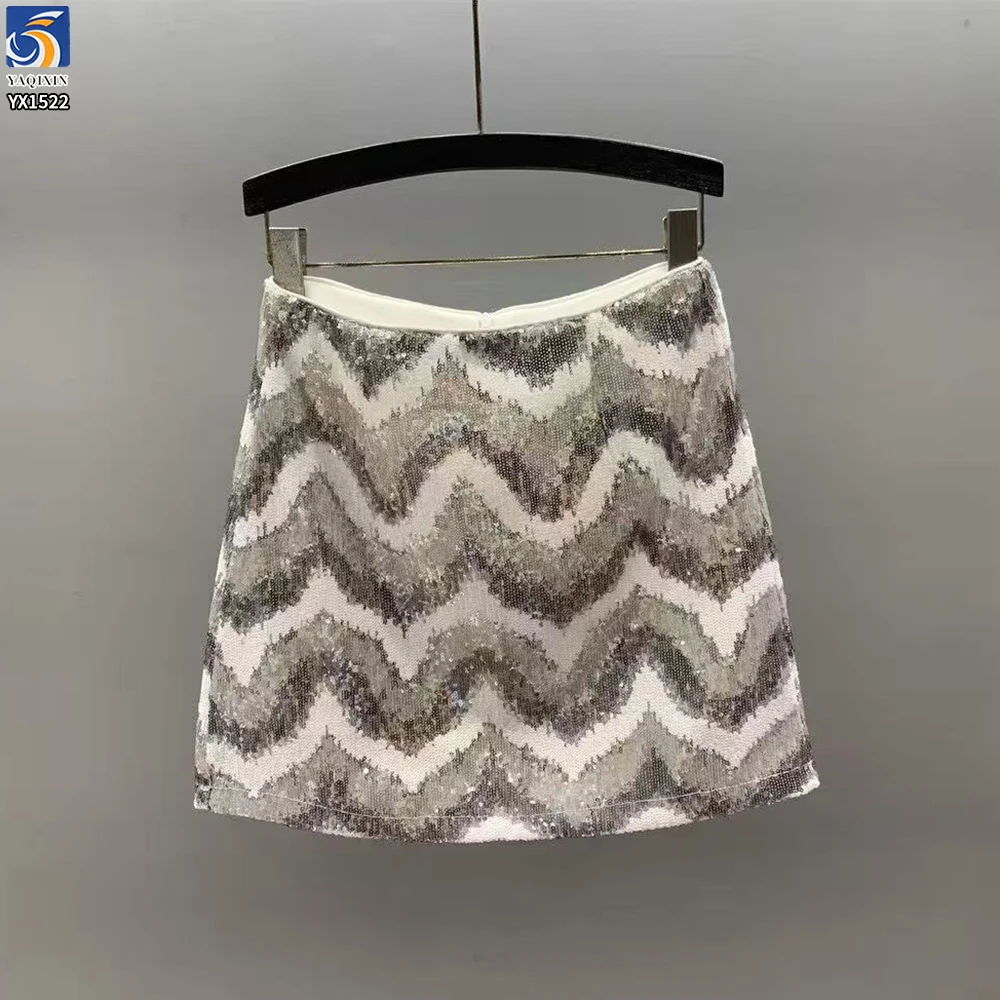 YX1522 220gsm High Shine Multicolor Wave Embroidered Sequin Fabric for Fashion Skirt and Party Dress Trendy Garments - 图片 5