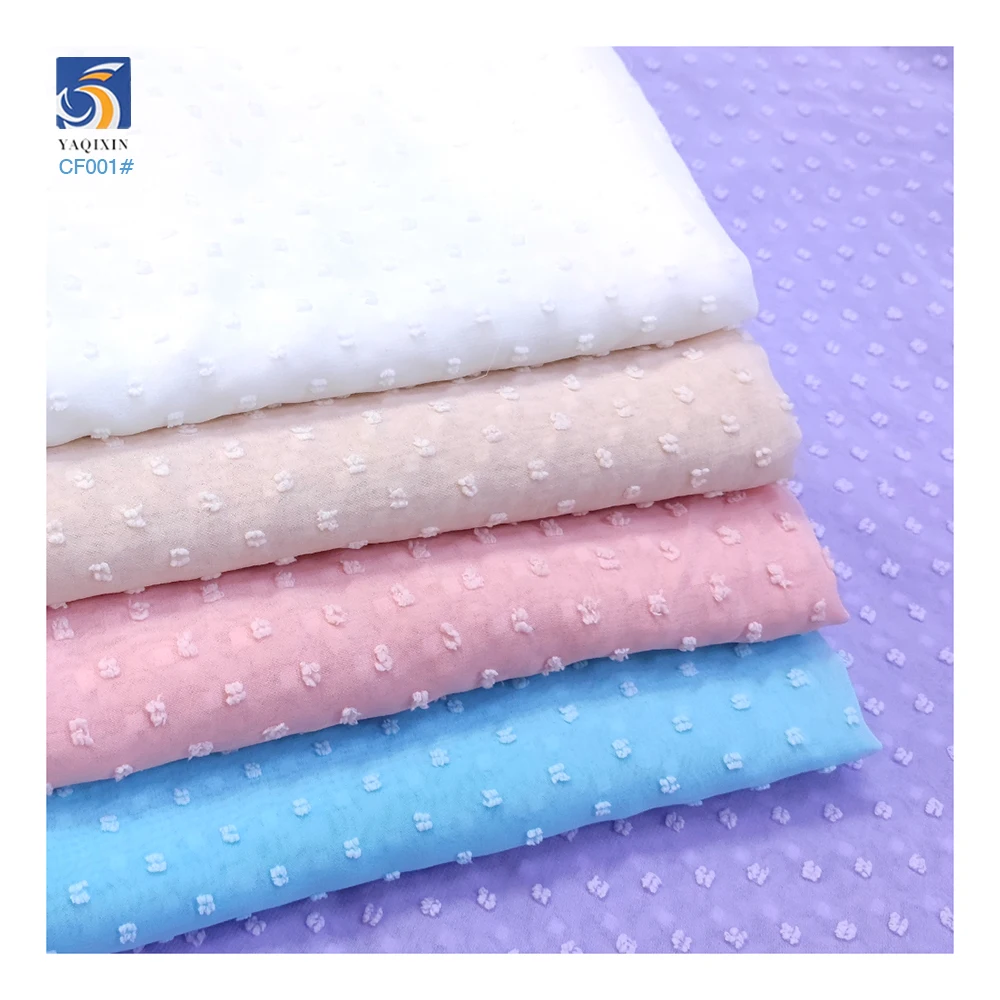 White Swiss Dot Chiffon Fabric for Blouses/Dress/Clothing - 图片 3
