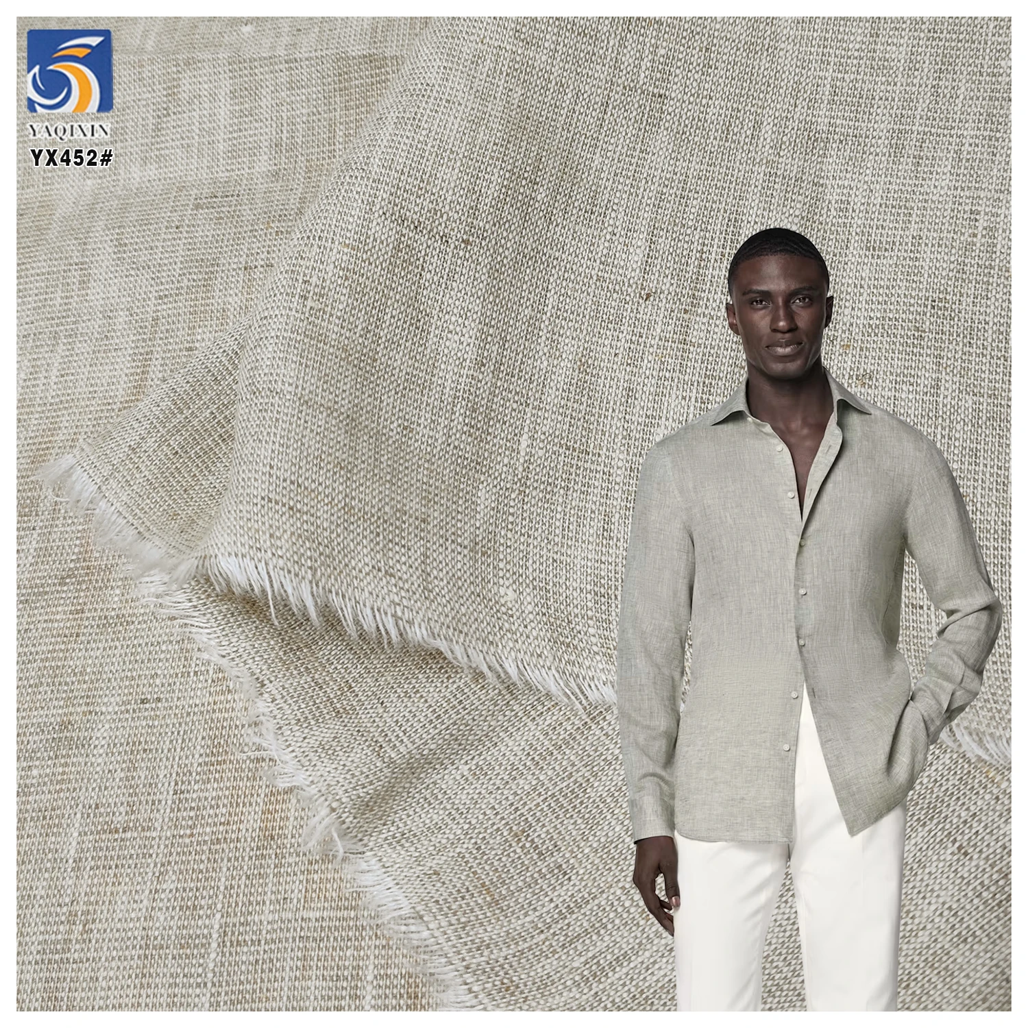 YX452 High Quality Medium Weight Eco-friendly 180-260gsm Plain Pure 100% Linen Fabric - 图片 2