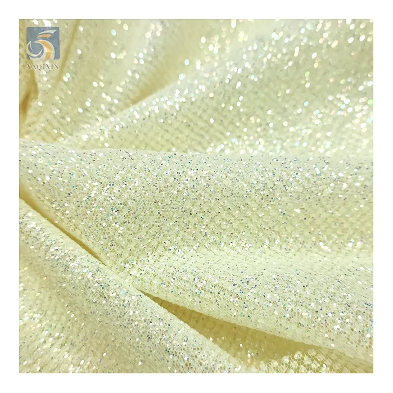 YX2322-1 2025 Popular Wedding Dress Mesh Fabric With Sparkle Shiny Tulle Knitted Glitter Fabric for Bridal Wedding - 图片 5