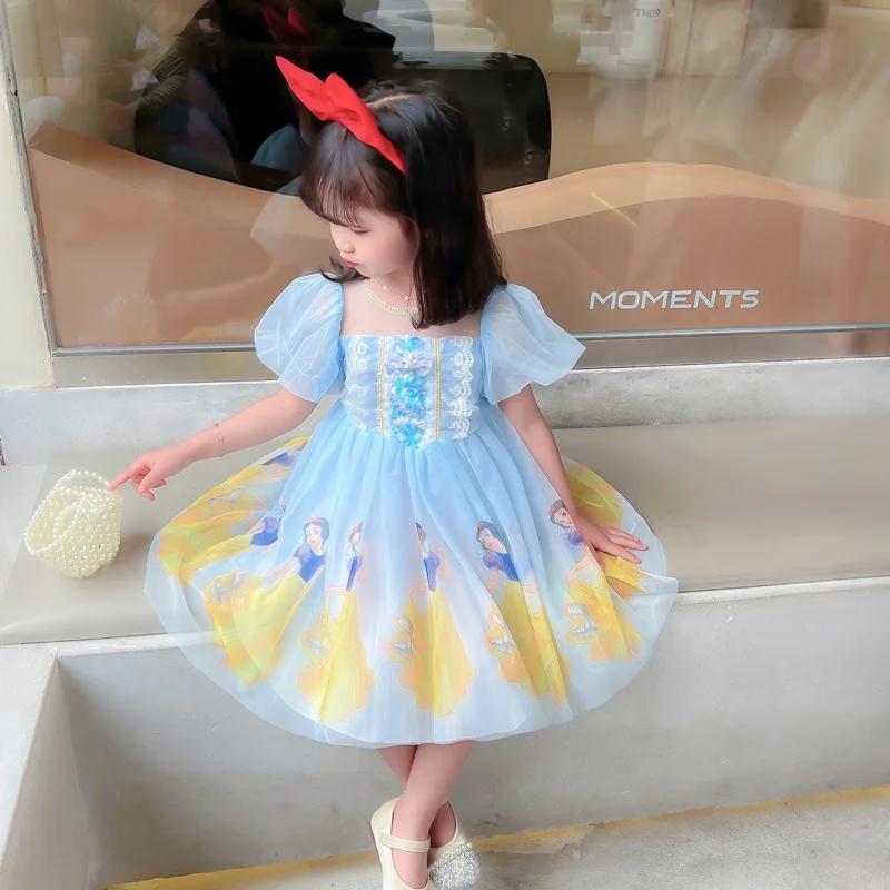 Hot 100% Polyester Snow White Princess Printed Tulle Fabric for Children's Dress - 图片 2