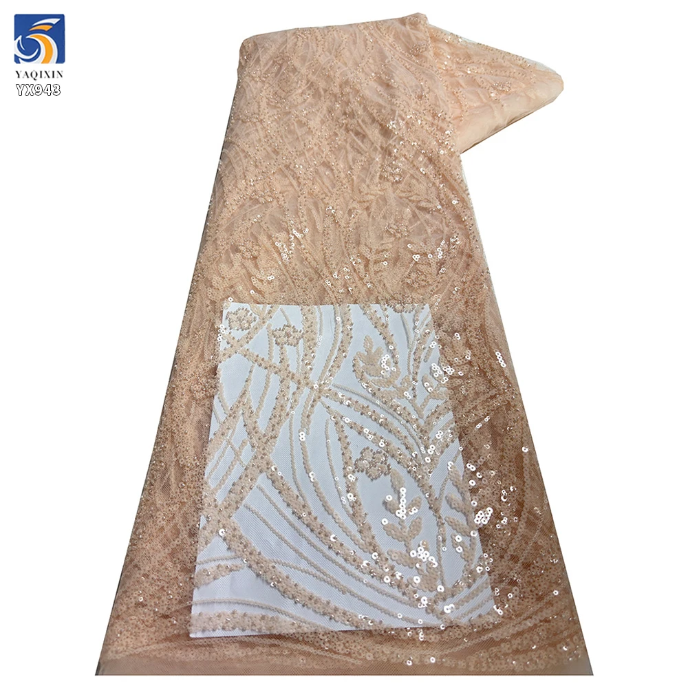 YX943 Customized Europe France Paris London Sequin Lace Fabric Glitter Sequin Shiny Lace Fabric for High-End Party Skirts - 图片 4