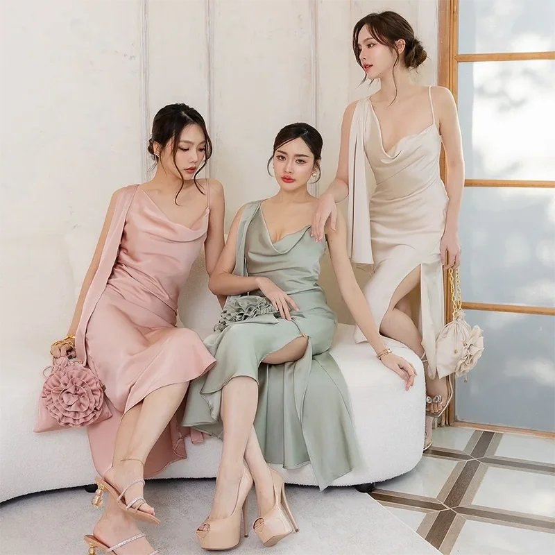 Wholesale Elasticity Woven Spandex Solid Color Super Soft French Korean Vietnam Silk Italian Satin for Women Dresses Fabric - 图片 3