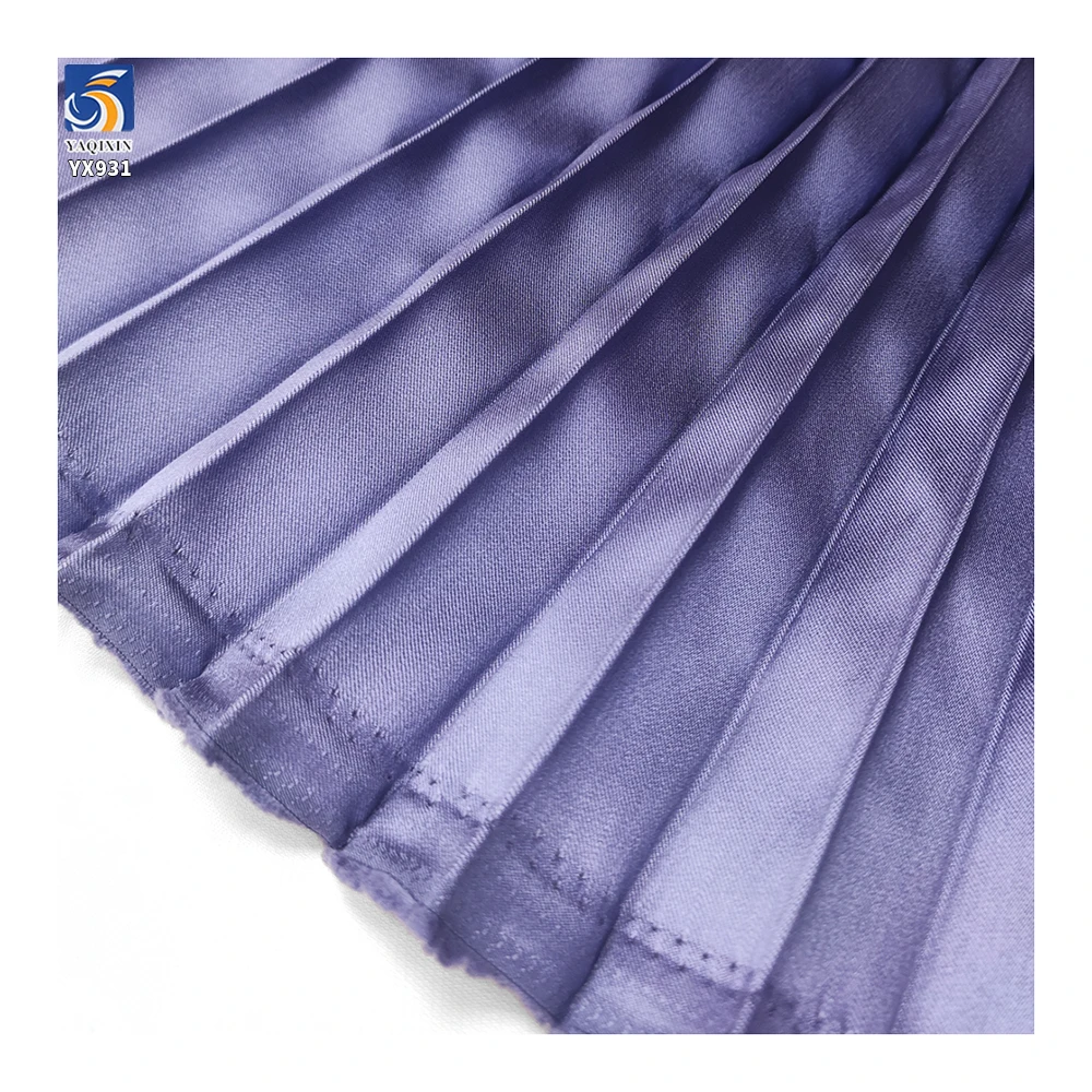 YX931 Lilac 3cm 100 Polyester Satin Pleated Fabric Stretch Glossy Silk Satin Accordion Pleated Fabric for Ladies Dresses - 图片 3