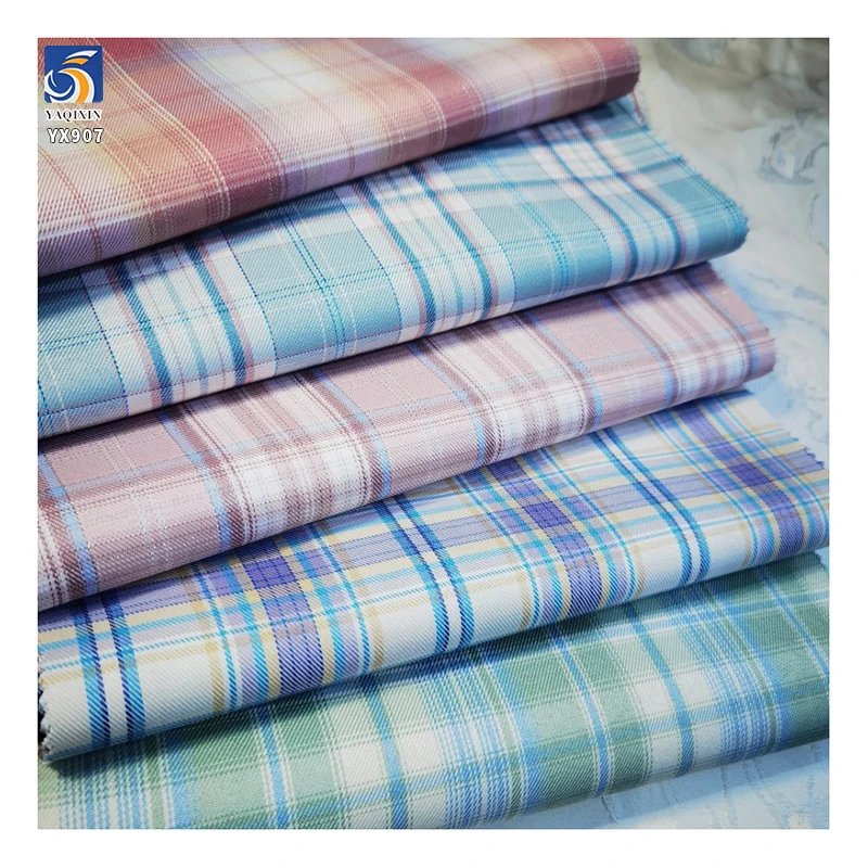 YX907 300D 170gsm African Girls School Uniform Kenya Polyester Jk Skirt Dress Fabric Purple Plaid Yarn-Dyed Fabric - 图片 4