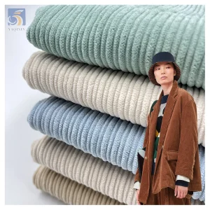 YX2358 High Quality 8W Non-Stretch Khaki Thick 100% Polyester Corduroy Fabric for Ladies Jacket Pants