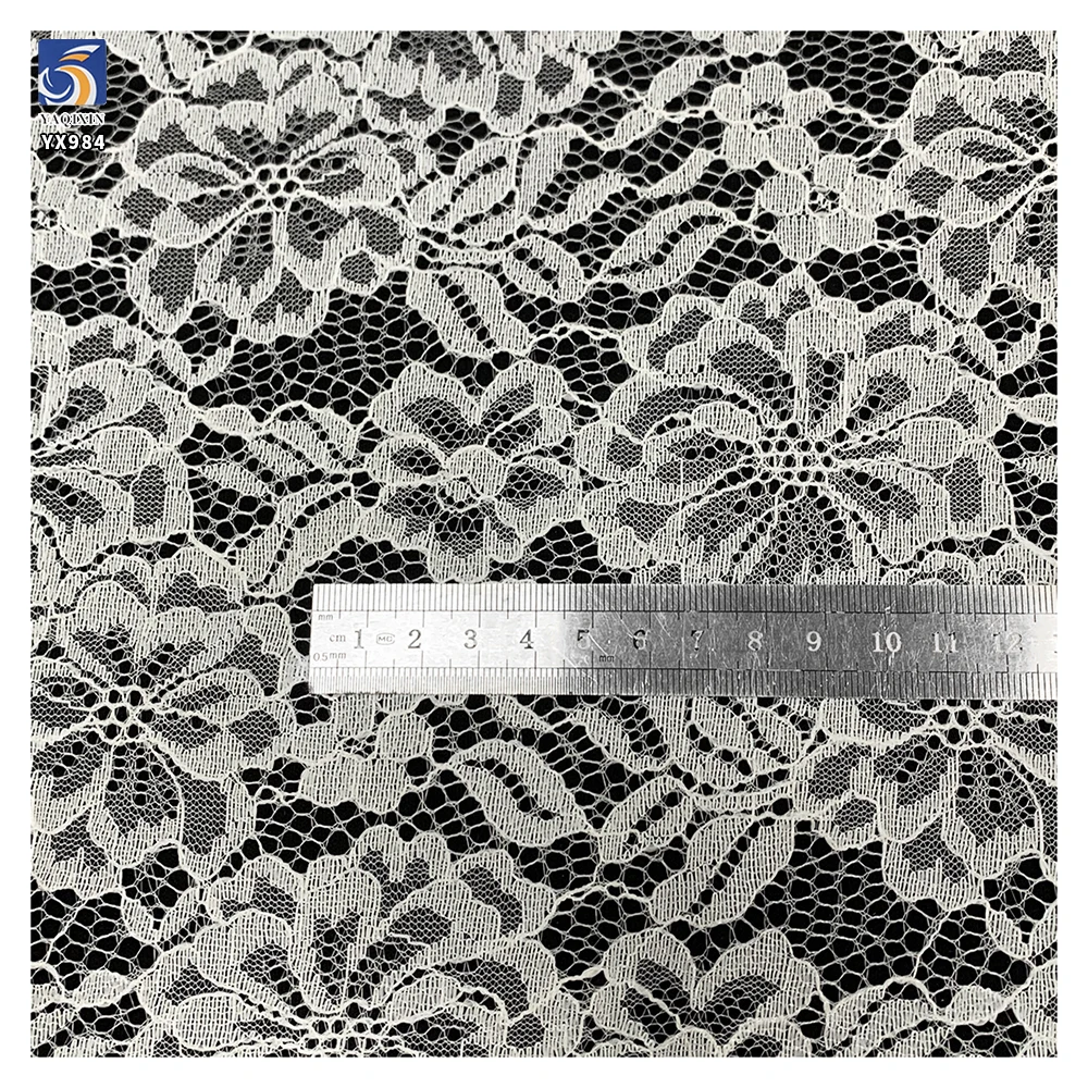 YX984 Non-Stretch Jacquard Mesh Lace Fabric Chantilly Lace Fabric Women's Tops, Underwear, and Dresses White Lace Fabrics - 图片 5