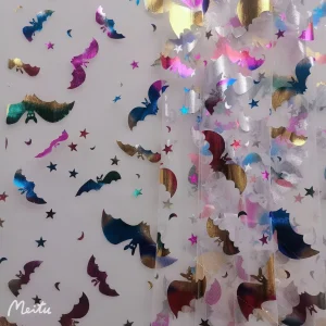 YX195-1 Colorful Bat Witch Pumpkin Pattern Tulle Fabric Halloween Collection Fabric for Stage Costumes