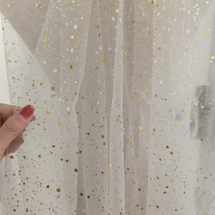 YX849 Tulle Stock Wholesale Gold Film Printing | Camouflage Tulle Fabric for Ink Splash Dress | USA Export - 图片 4