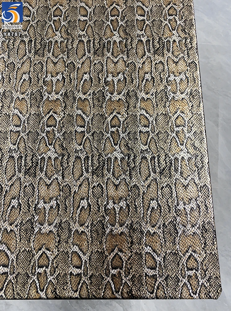 YX787 Wholesale Popular Knitted 95% Polyester 5% Spandex Four-Way Stretch Snake Leopard Print Gold Foil Print Fabric - 图片 5