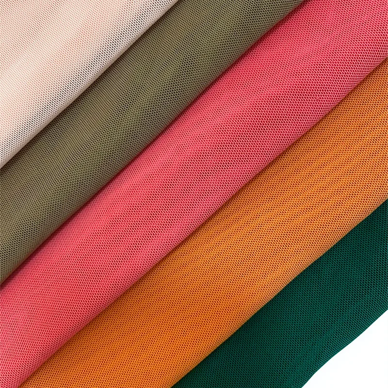Knit 20D*20D Elastic Nylon Spandex Mesh Fabric 4 Way Stretch Prower Net Micro Mesh Fabric for Corset - 图片 4