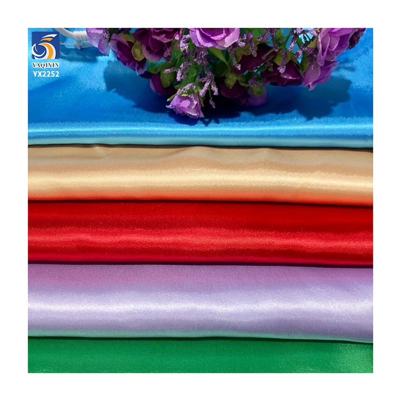 YX92# Malay Oily Glossy Dark Blue Silky Satin Fabric Charmeuse Polyester Duchess Satin Fabric for Pajamas Dress - 图片 5