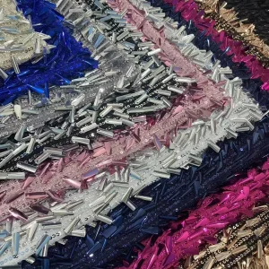 YX827 400gsm Three-Dimensional Glitter Metallic Tube Sequin 3mm Sequins Fabric Stretch Mesh Sequin Fabric for Skirt Bags