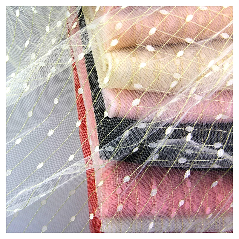 2026 New Design Wedding Bridal Tulle Fabric Soft Tulle Golden Sparkle Wedding Dress Veil Fabric for Bride 1 Yard - 图片 3