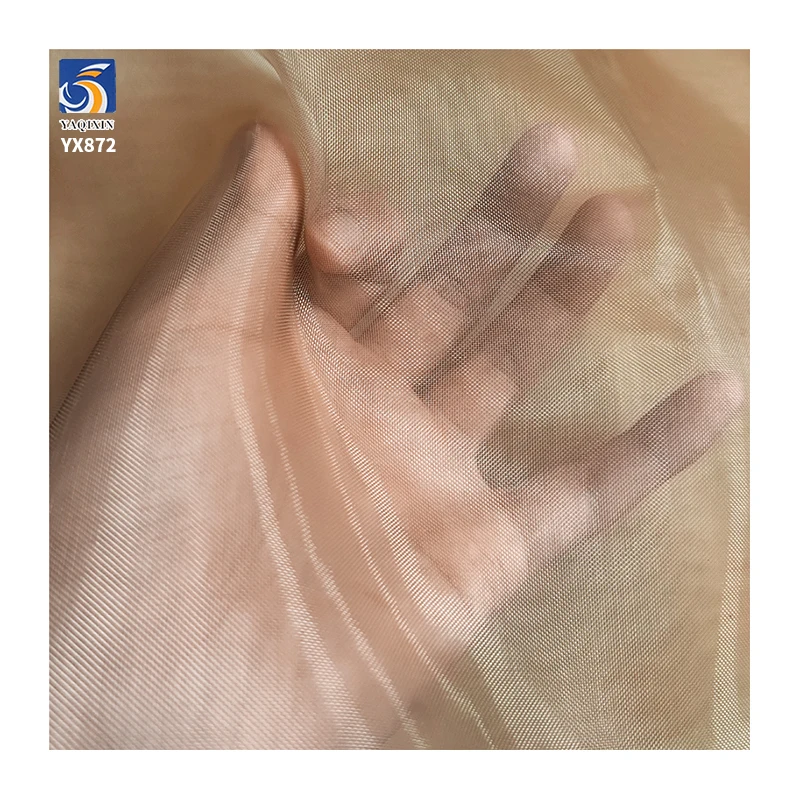 YX872 High Quality 60D High-Density Mesh 100% Nylon Hard Mesh Fabric Knitted Twill Square Mesh Wedding Dress Fabric - 图片 4