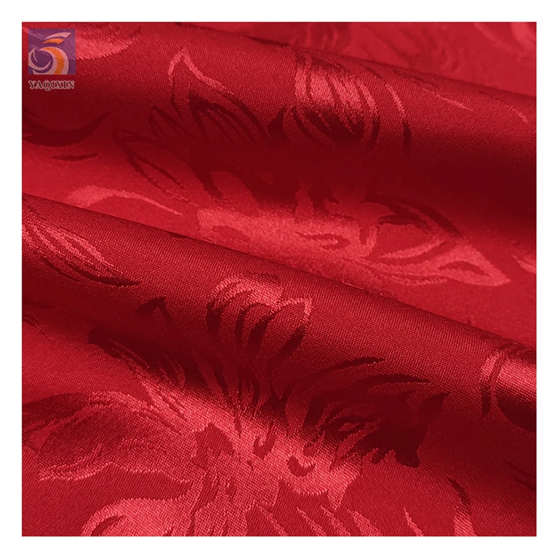 Classic Spring Festival Big Red Flower Polyester Jacquard Pattern Chinese Satin Fabric for Bedding Decorations - 图片 5