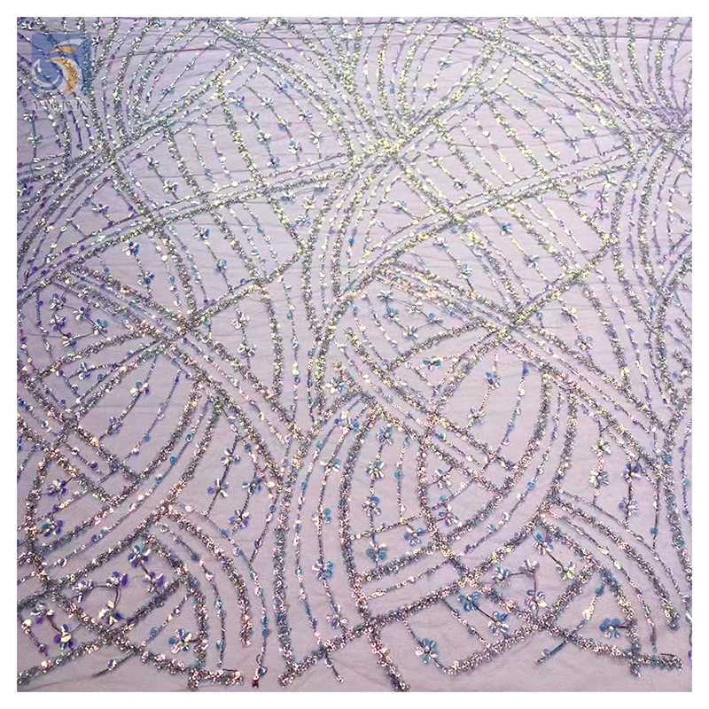 French Laces Fabrics High Quality Tulle Embroidery Golden Floral Fabric African Shiny Glitter Tassel Lace Fabric - 图片 5