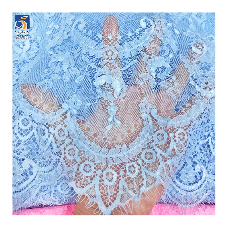 YX841 Multicolor Supply Wholesale Low Price Eyelash Lace Fabric 150CM*300CM Polyester Skirt Lace Eyelash Fabric Cheap - 图片 6