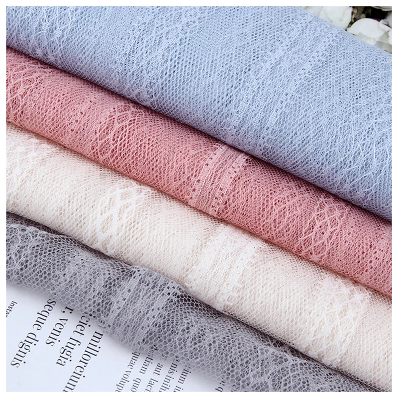 Hot Sales Light Pink Jacquard Striped Fabric Textile Women Stockings Garments Stripe Jacquard Tulle Mesh Fabric - 图片 3