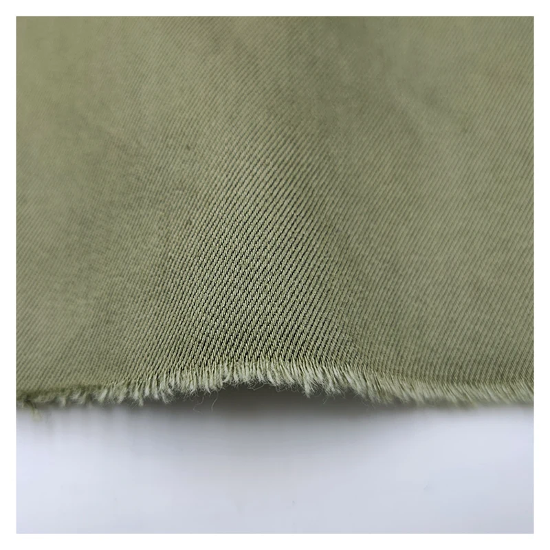 C262-1 Wholesale 220gsm Grass Green 68% Cotton 29% Polyester Blended Stretch TC Cotton Twill Fabric for Pants/Shirts - 图片 5