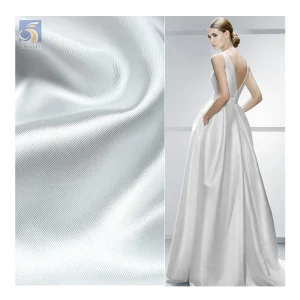 YX135# High Quality Thickened Wedding Satin Fabric 100D*300D White 100% Polyester Bridal Dress Satin Fabric