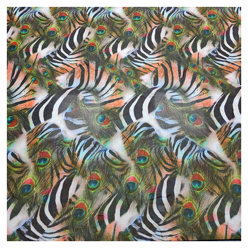 Hot Sales Four-Way Stretch Poly Spandex Power Mesh Fabric African Nigerian Digital Printed Animal Peacock Zebra Fabric - 图片 3