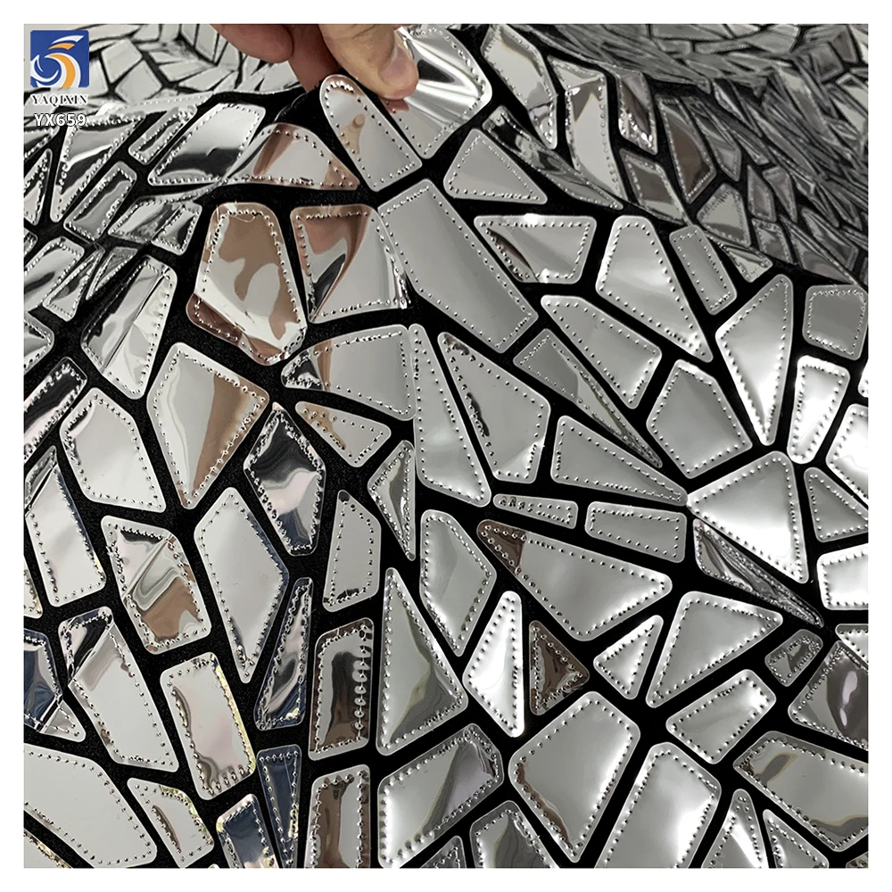 YX659 Geometric Laser Embroidery Glitter Shiny Sequin Fabrics Fashion Polyester Velvet Shiny Stage Dance Skirt Fabric - 图片 5
