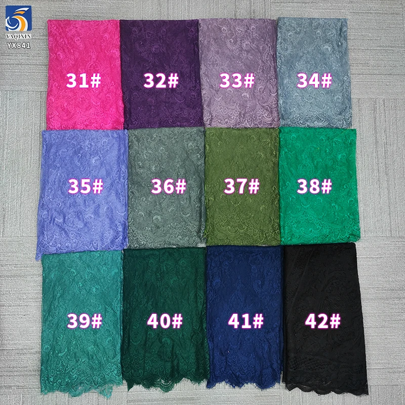 YX1202 Germany and France Europe Style Wedding Mesh Lace Fabric for Bride Embroidery Eyelash Lace Fabric Popular Designs - 图片 6