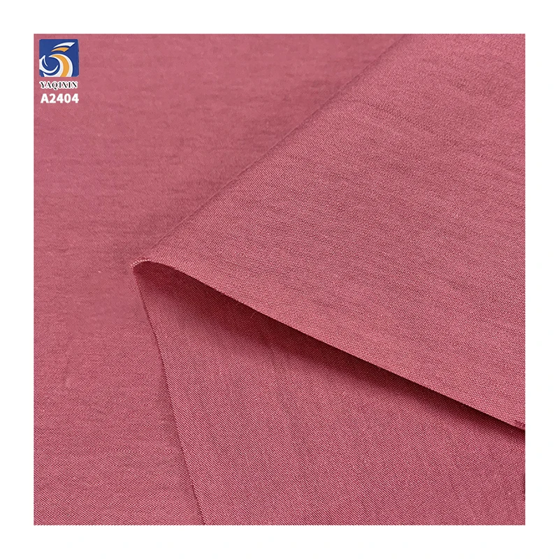 A2404 Summer 135gsm 65% Cotton 35% Nylon Blended Poplin Plain Fabric Wrinkled Texture Cotton Poplin Dress Fabric for Women - 图片 4