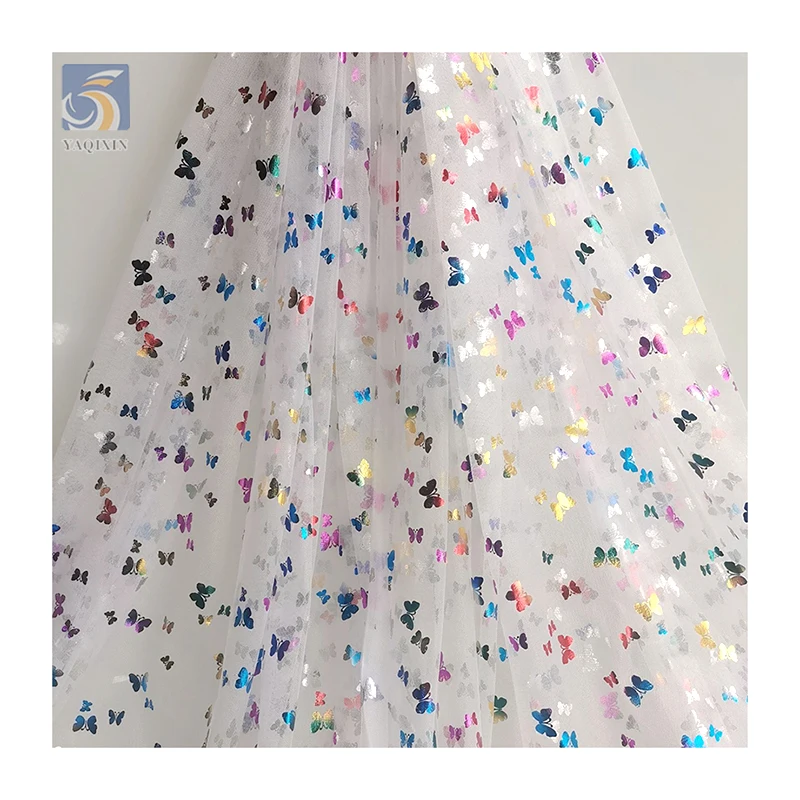 New Fashion Design 100%Polyester Colorful Hot Film Butterfly Ombre Tulle Print Fabric for Kids Tutu Skirt