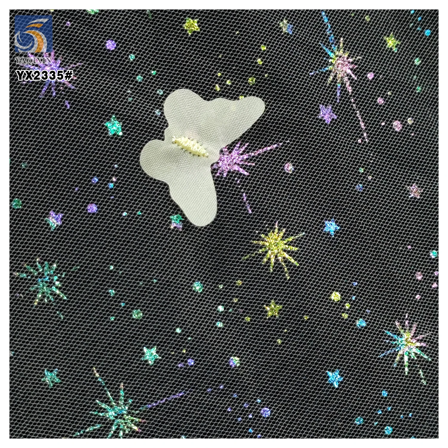 Factory Reasonable Price 3D Butterfly Lace Fabric Tulle Beautiful 3D Polyester Fabric Wholesale - 图片 3