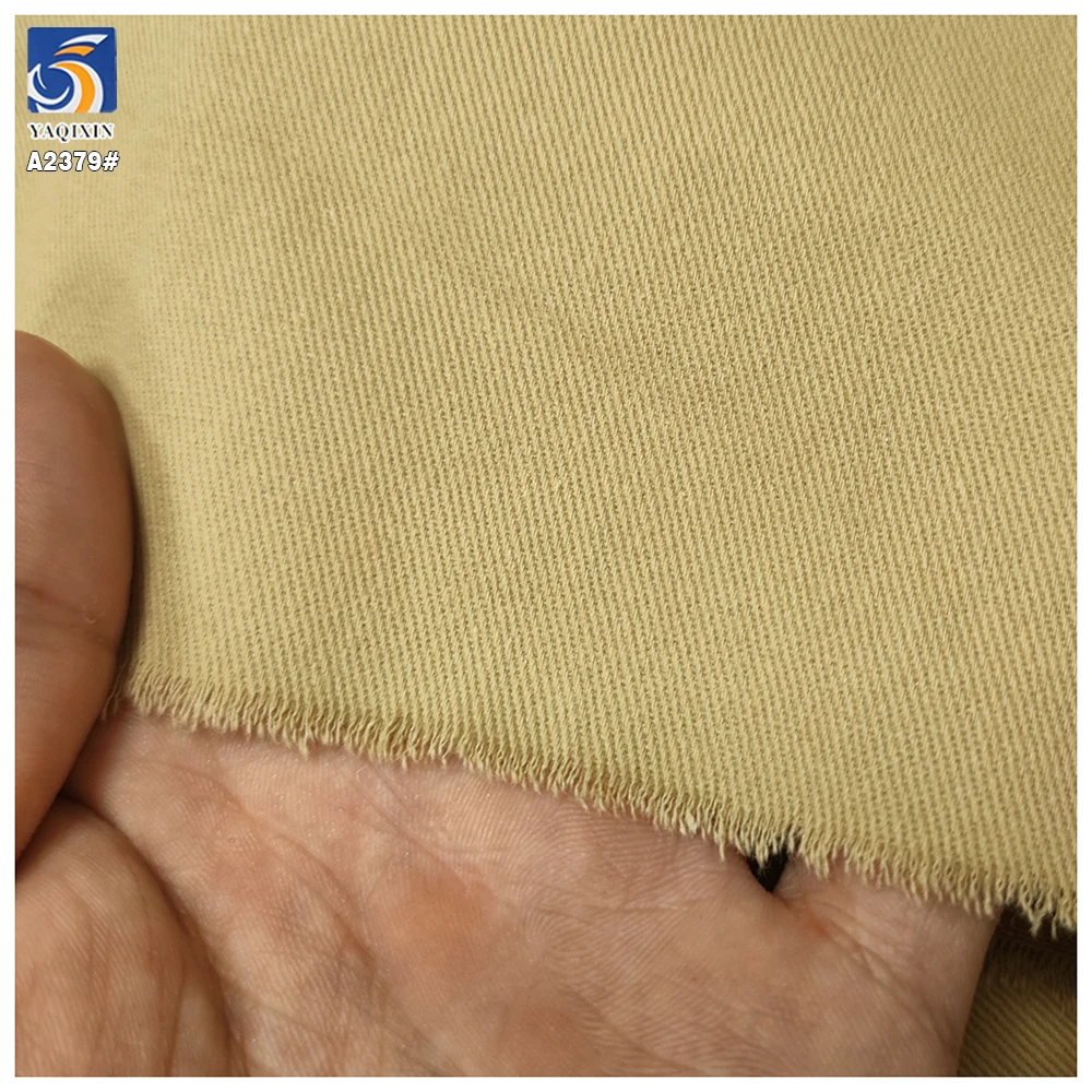 A2379 Wholesale 245gsm Washed Super Soft 100% Cotton Twill Fabric Khaki Cotton Woven Shirt Trousers Fabric for Man - 图片 4